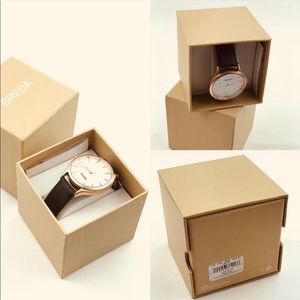 BREDA Women’s Black Band Watch with Rose gold Face